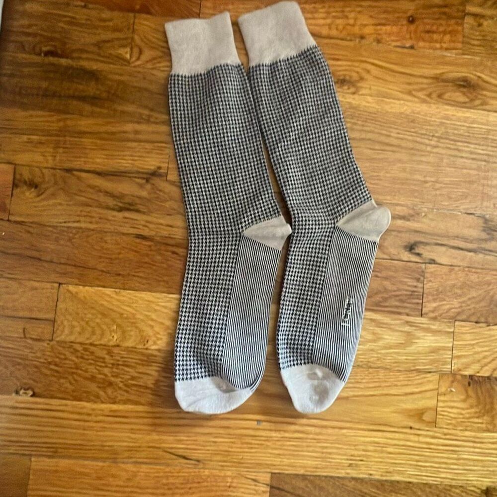 J. Crew Mini houndstooth socks Black and Tan New